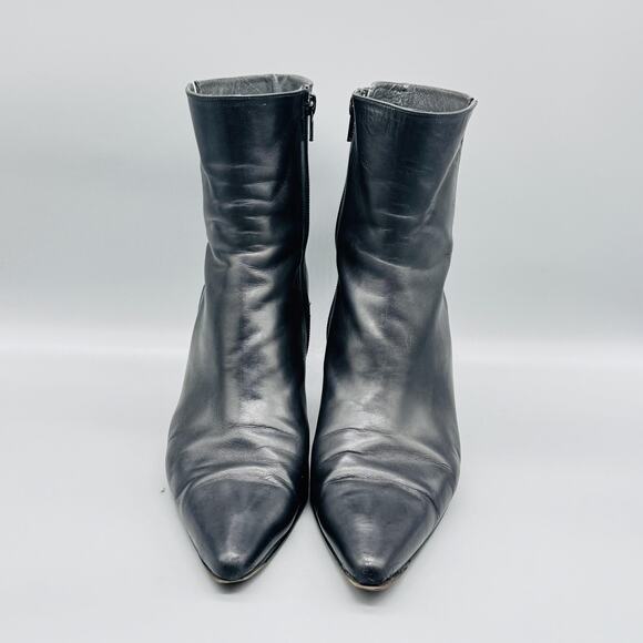 Stuart Weitzman Boots Womens 10 Black Pointed Toe Kitten Heel Zip Dress Booties - Picture 3 of 11